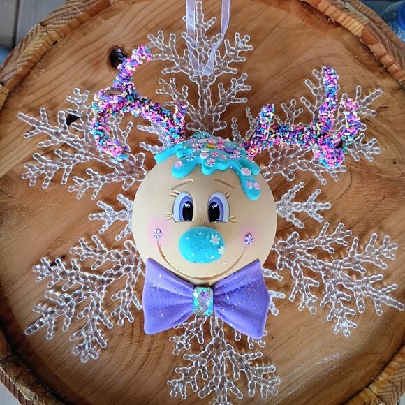 Whimsical Reindeer & Snowflake Gingerbread Ornaments, Foam Clay Christmas Decor - Picture 2 of 7